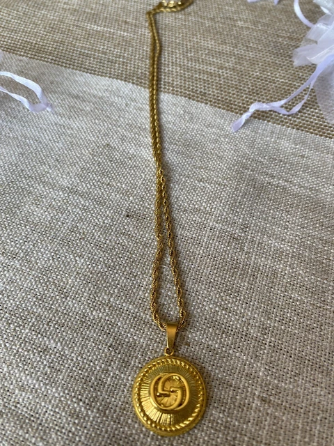 Collier Upcyclé Avec Bouton De Luxe - Doré, Acier Inoxydable - 41-45 Cm