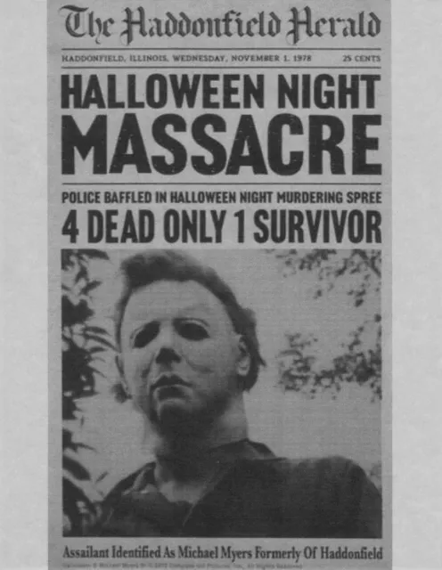 1978 Halloween Haddonfield Herald Halloween Night Massacre Michael Myers 🔪🎃