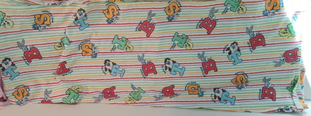 Vintage Warner Bros.  Crib Toddler Flat Sheet Looney Tunes Characters ABC