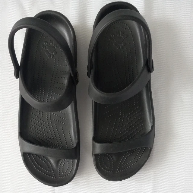 Dawgs Womens Sz 8 3-Strap Rubber Sandals Dark Gray