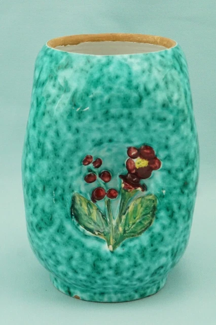Ugo ZACCAGNINI Majolica ceramic VASE bas-relief flowers ART DECO Vietri style