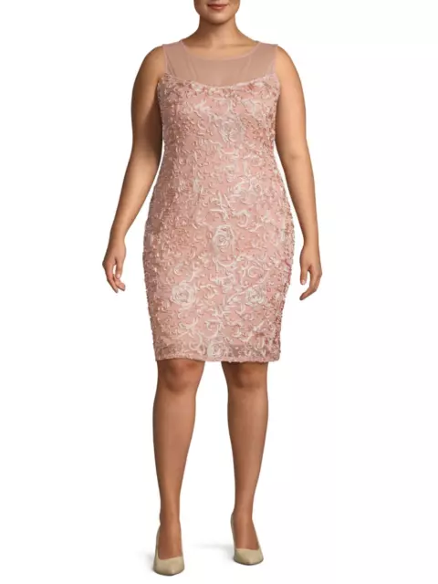 Marina Soutache Illusion Sheath Blush Dress  Size 10 L88217