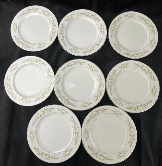 Set of 8 International Silver Co Springtime Fine China Salad Plates 326 White