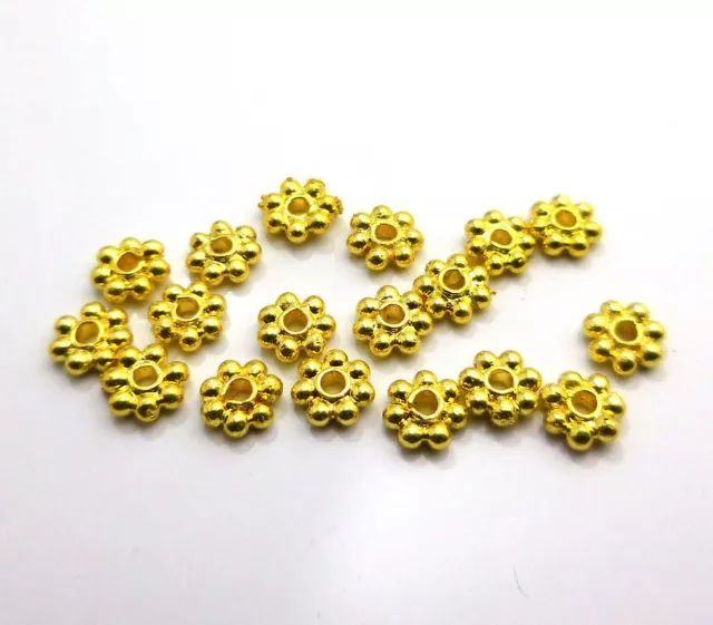 75 Pcs 8Mm Bali Flower Daisy Spacer Beads 18K Gold Plated