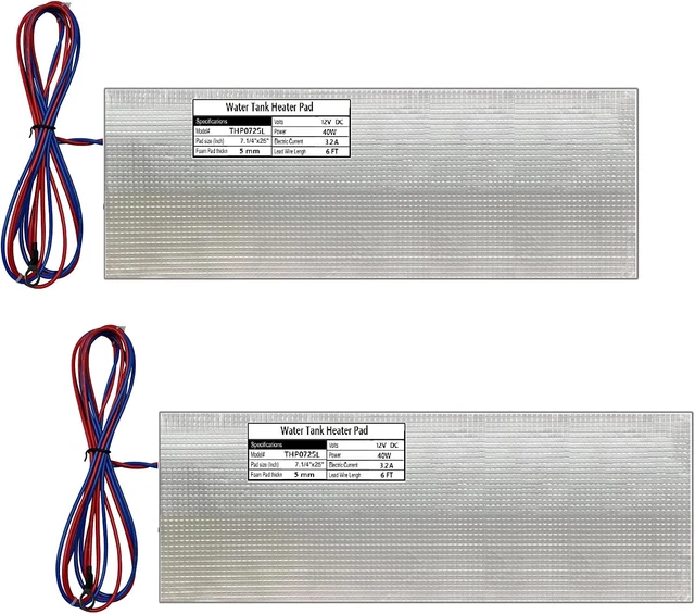 RV Holding Tank Heater Pad Use with up to 50 Gallons Fresh Water 12V 7-1/4"X25"