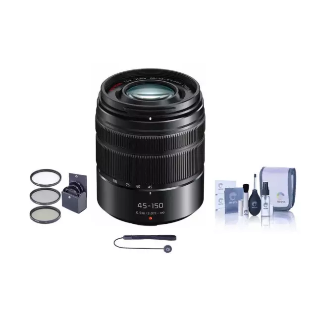 Panasonic Lumix G Vario 45-150mm f/4.0-5.6 Asph Lens for MFT w/52mm Filter Kit