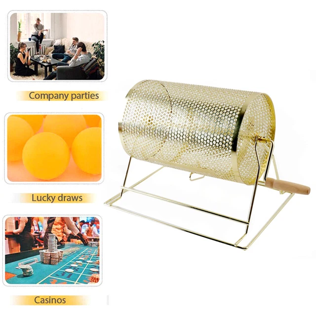 L Brass Plated Raffle Drawing Ticket Drum Spinning Lottery with 3000 Tickets