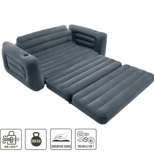 INTEX Sofa Lounge couch Auszhiebar Luftbett Gästebett Bett Schlafsof 203×231×66 3