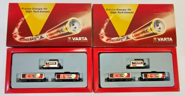 Märklin mini-club 2x Wagenset Varta Maxi Tech, guter Zustand in OVP