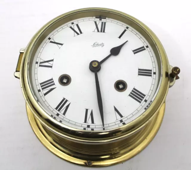 Schatz Royal Mariner 8 Bell Brass Ships Clock Require Attention Half Hour Strike