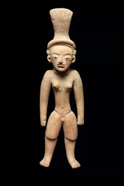 Huastec Standing Figure Wearing Feathered Headdress Pre Columbian art Ca. 600 AD