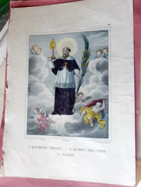 TURGIS, santino incisione acquerellata, 30 cm il foglio,1870 circa,spagna-espana