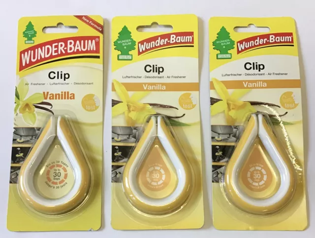 3x Wunderbaum Clip Wunder Baum Duft VANILLA Auto Lufterfrischer Duftbaum