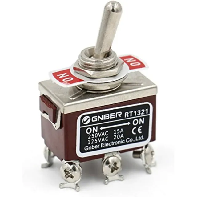 Toggle Switch DPDT ON/ON 2 Position 250VAC 15A 125VAC 20A 1/2" Mounting Hole
