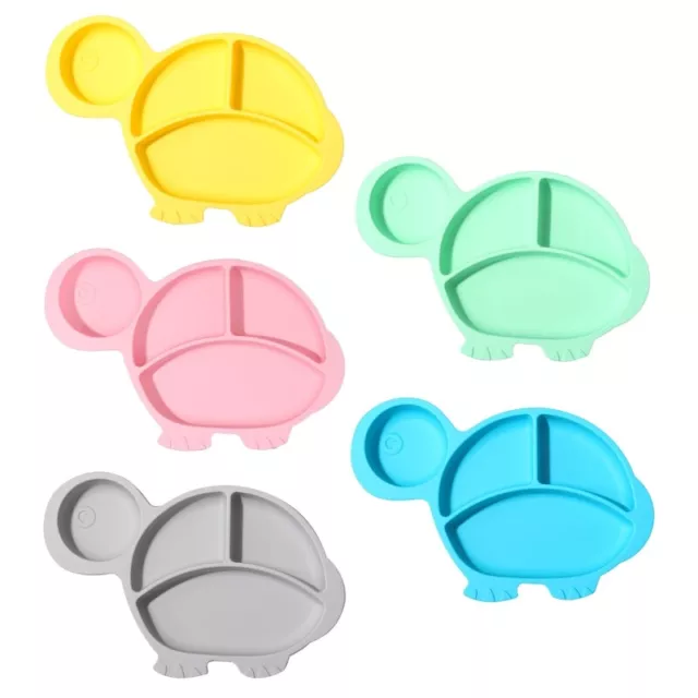 Baby Silicone Tortoise Divided Suction Bowl Kids Dinner Plate Infant Dish