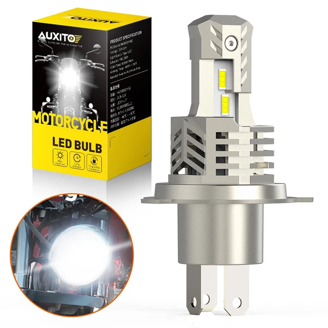 H4 COB LED Bulb HID White 360° Hi/Low Beam Motorcycle Headlight 6000K High Power