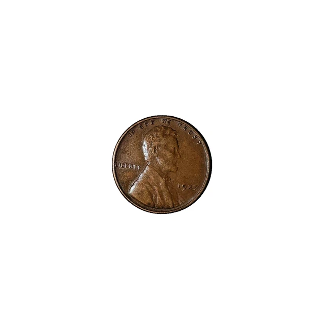 1937 Lincoln Wheat Penny no Mint Mark “L” Liberty Error - Burgundy Color  (RARE)