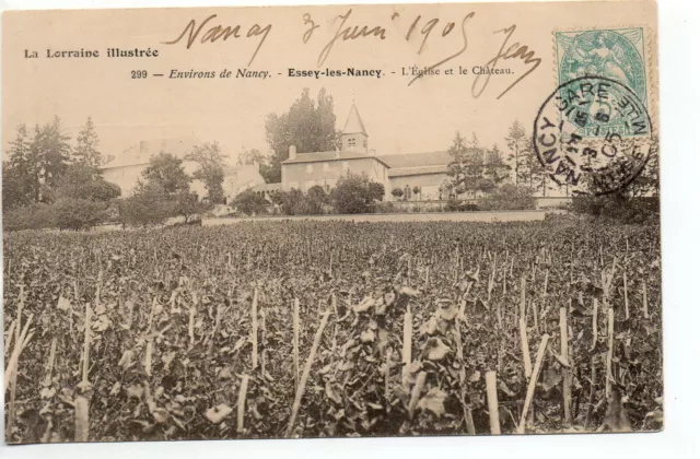 ESSEY LES NANCY - Meurthe & Moselle - CPA 54 - église chateau vignes
