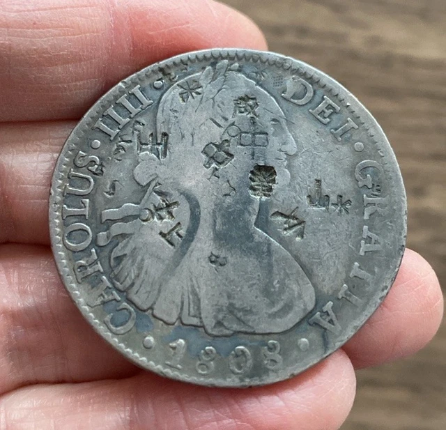 Silver Eight SPANISH COLONIAL MEXICO Charles Iv. Silver Eight Reales. 1808 Chinese ...
