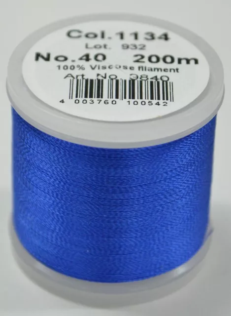 Madeira Rayon 40 Machine Embroidery Thread 200m #1134 DARK SAPPHIRE BLUE