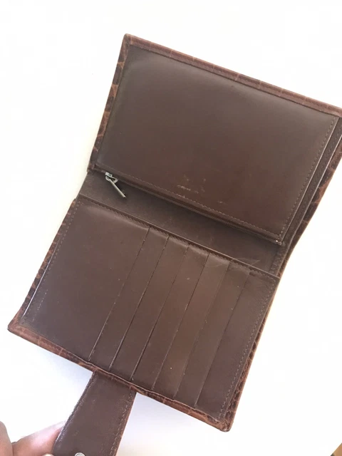 Longchamp Cognac Brown Croc Embossed Leather Continental Bifold Wallet 6