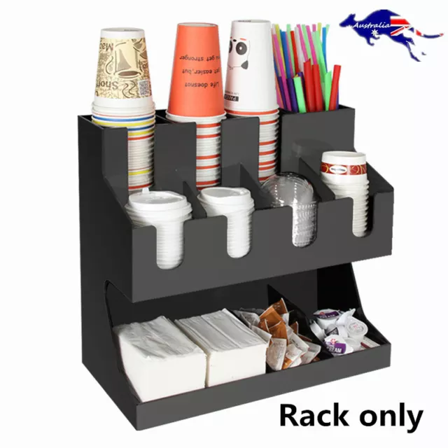 Multi Compartments Coffee Cup Dispenser Organizer Paper Cup Lid Sleeve Holder