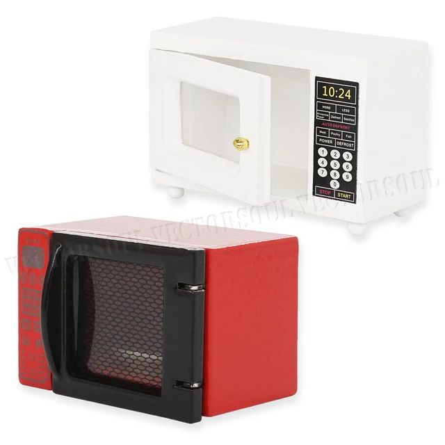 1:12 Miniature Red/White Microwave Oven Dollhouse Kitchen Accessories Decor