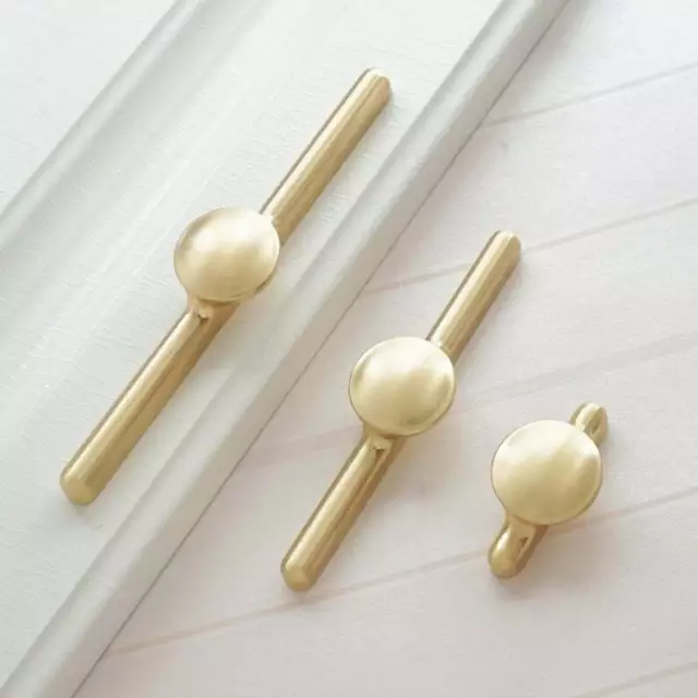 Brushed Brass Wardrobe Handles Dresser Drawer Pulls Knobs Cabinet Door Handles