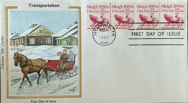 Colorano Silk 1900 Sleigh Horse Drawn Transportation Series Coil Strip 4 PNC #2
