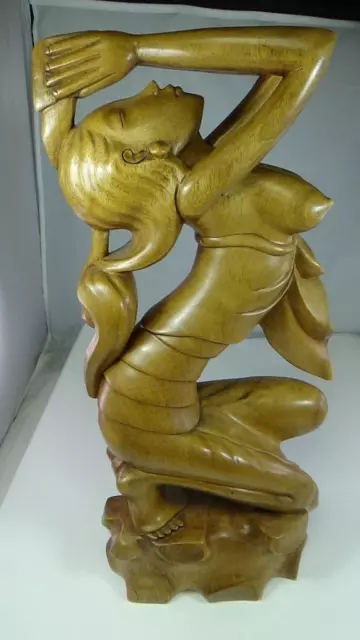 Vintage Bali Carved Wood Nude Women Statue Balinese Indonesia Art Deco L@@K