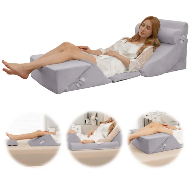 6 PCS Bed Wedge Pillow Set Back Support Pillow for Neck Back & Leg Pain Relief