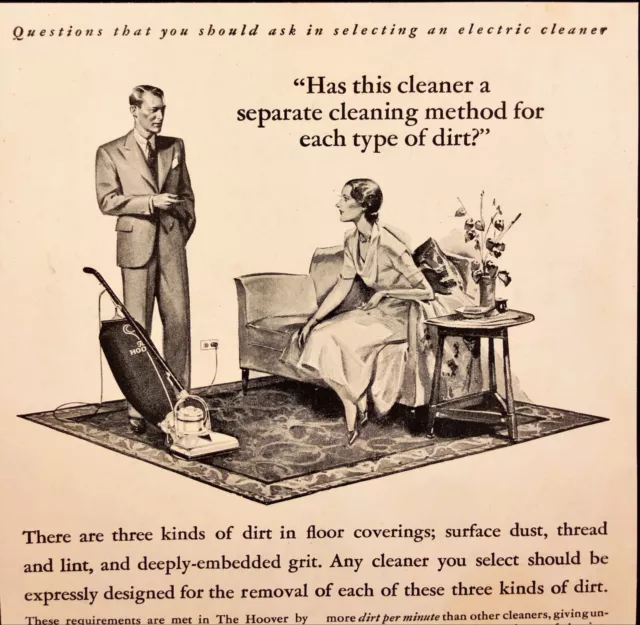 1931 The Hoover Vacum Cleaner It Beats It Sweeps as it Cleans Vintage Print Ad