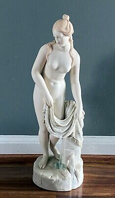 Antique 19th C. French or English Gilt Polychrome Water Nymph Porcelain Figure