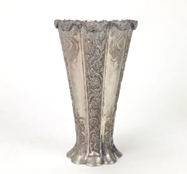 Antique Persian SOLID SILVER 84 Engraved Middle Eastern Islamic Vase 391g