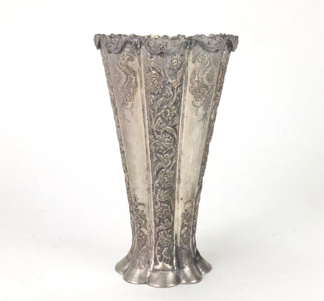ANTIQUE PERSIAN SOLID SILVER 84 Engraved Middle Eastern Islamic Vase