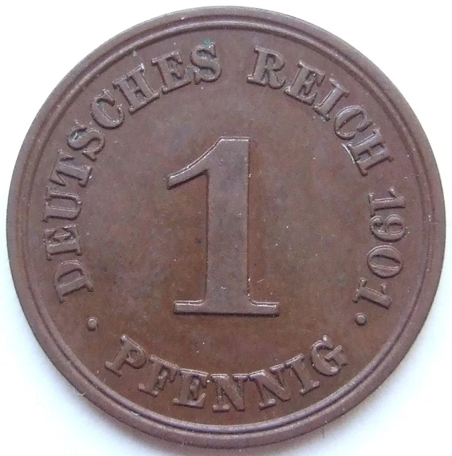 Moneta Reich Tedesco Impero Tedesco 1 Pfennig 1901 E IN Extremely fine /