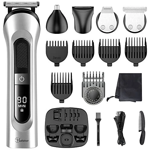 Beard Trimmer for Men Hair Clipper Cordless Mustache Nose Trimmer Body Silver