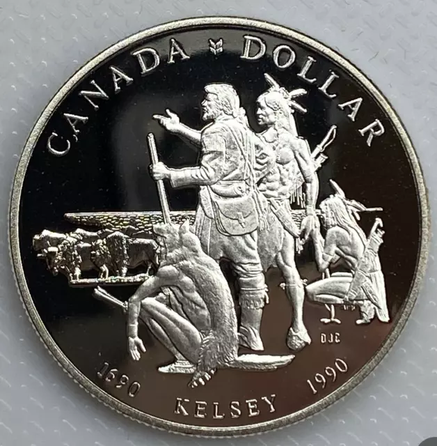 1990 Canada Proof Henry Kelsey Tricentennial Silver Dollar Coin