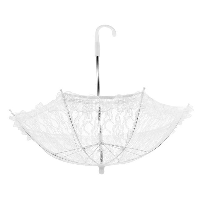 Ombrello Pizzo Bianco 50X50X42cm Sposa Acciaio Inox