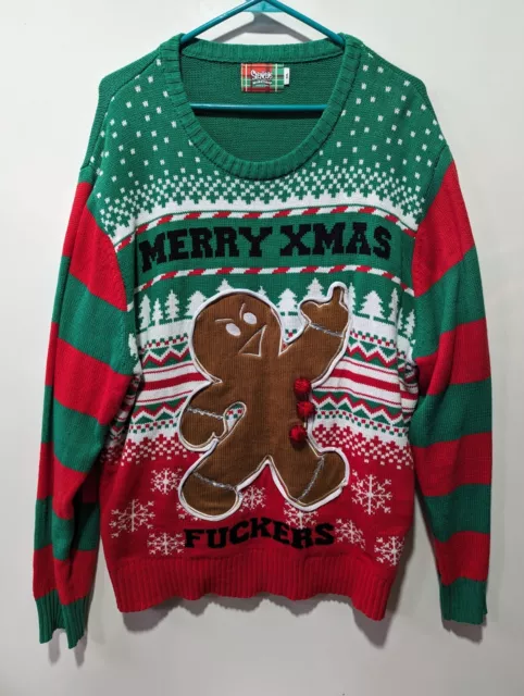 Spencers Workshop Ugly Christmas Gingerbread Man Light Up Sweater Merry Xmas XXL