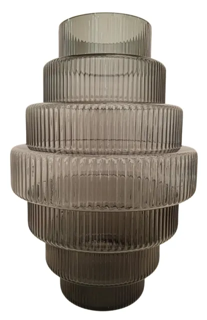 POLS POTTEN Grey Large Tiered Design Glass Steps Vase OS 50 x 35cm NEW RRP155