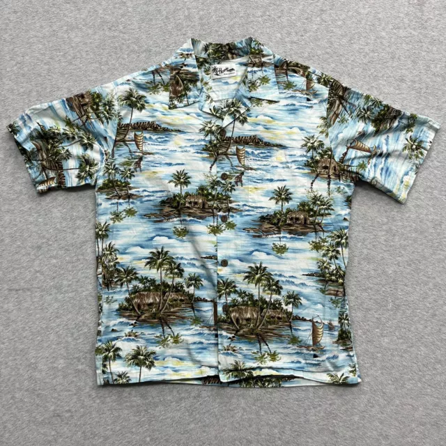 Howie Light Blue Short Sleeve Hawaiian Button Up Shirt XL? Mens Island *READ