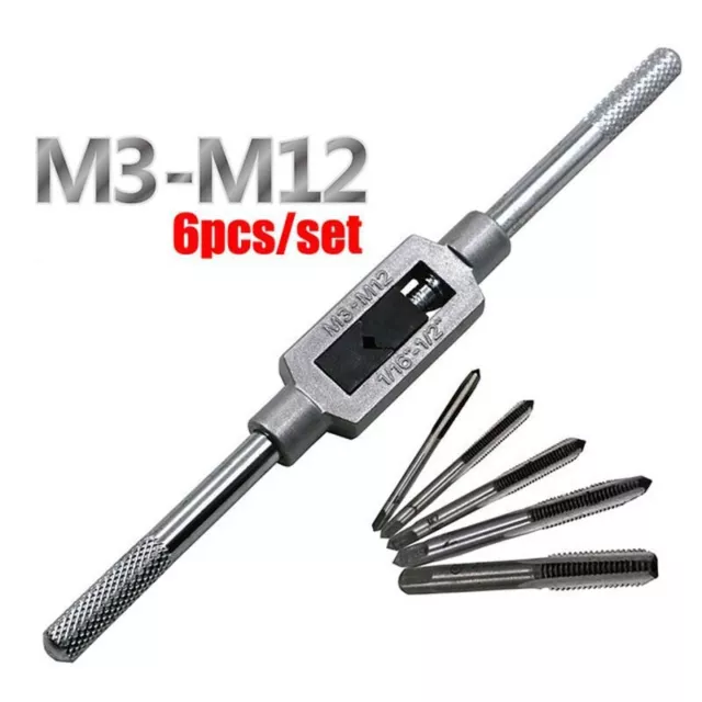 Machine Screw Thread Metric Plug Tap Set Adjustable 3F Hand Tap Wrench Hand Tool