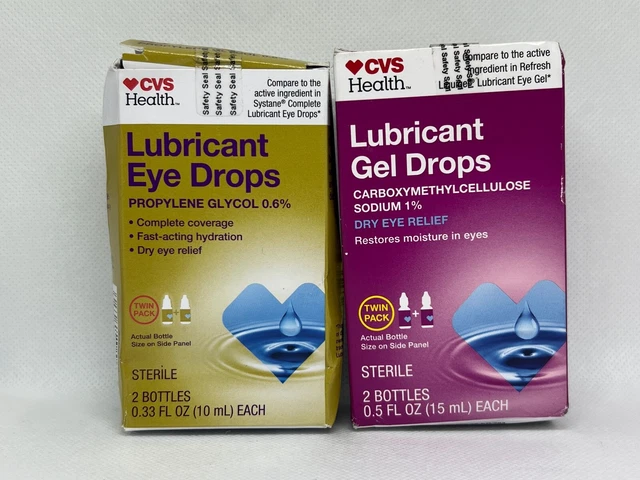 Lote de 4 botellas - CVS - surtido de gotas para ojos gel lubricante 3 oz expiración 2024