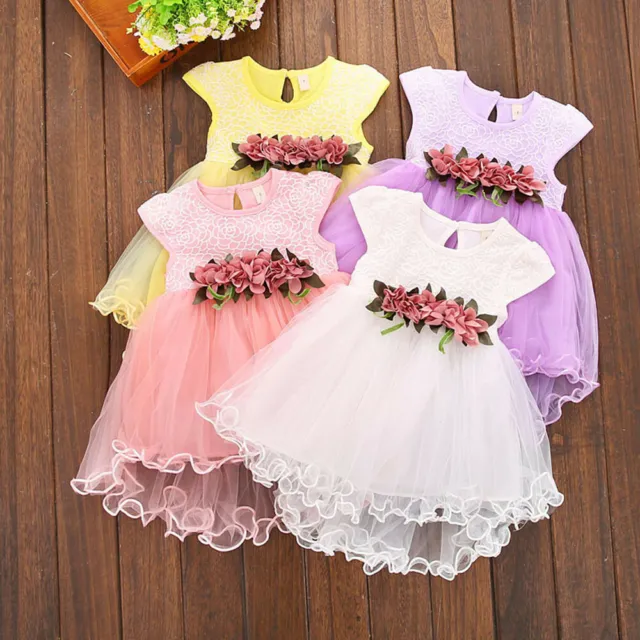 Toddler Newborn Baby Girl Princess Flower Tutu Dress Party Wedding Pageant Dress