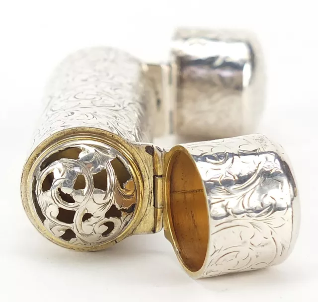 Victorian Silver Vinaigrette Perfume Scent Bottle 2-Sided Very Rare