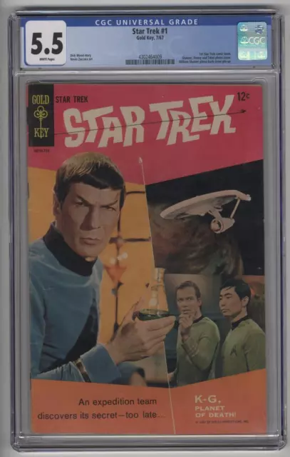 Star Trek #1 CGC 5.5 White Pages 1967 Gold Key Photo Cover 1st Star Trek Comic