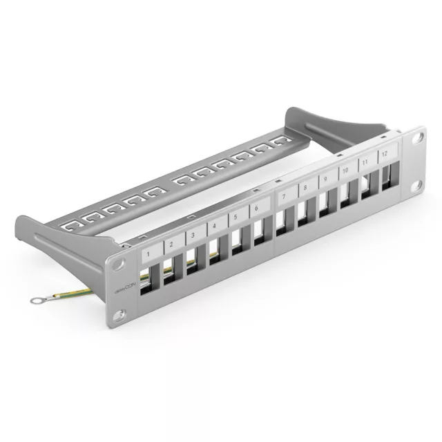 CAT6 Patchpanel 12 Port Modular für Keystone 1HE 10 Zoll Netzwerk Verteilerfeld