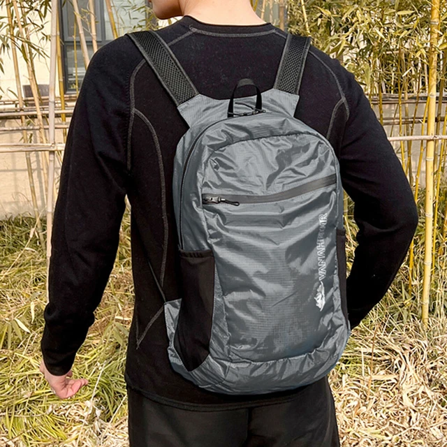 Nylon Foldable Backpack Camping Folding Bag Travel Daypack for Cycling (Grey) FS