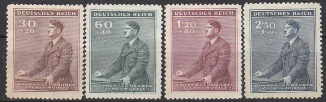 Stamp Germany Bohemia Czech Mi 085-8 Sc B9-12 1942 WWII Hitler War Era MNH